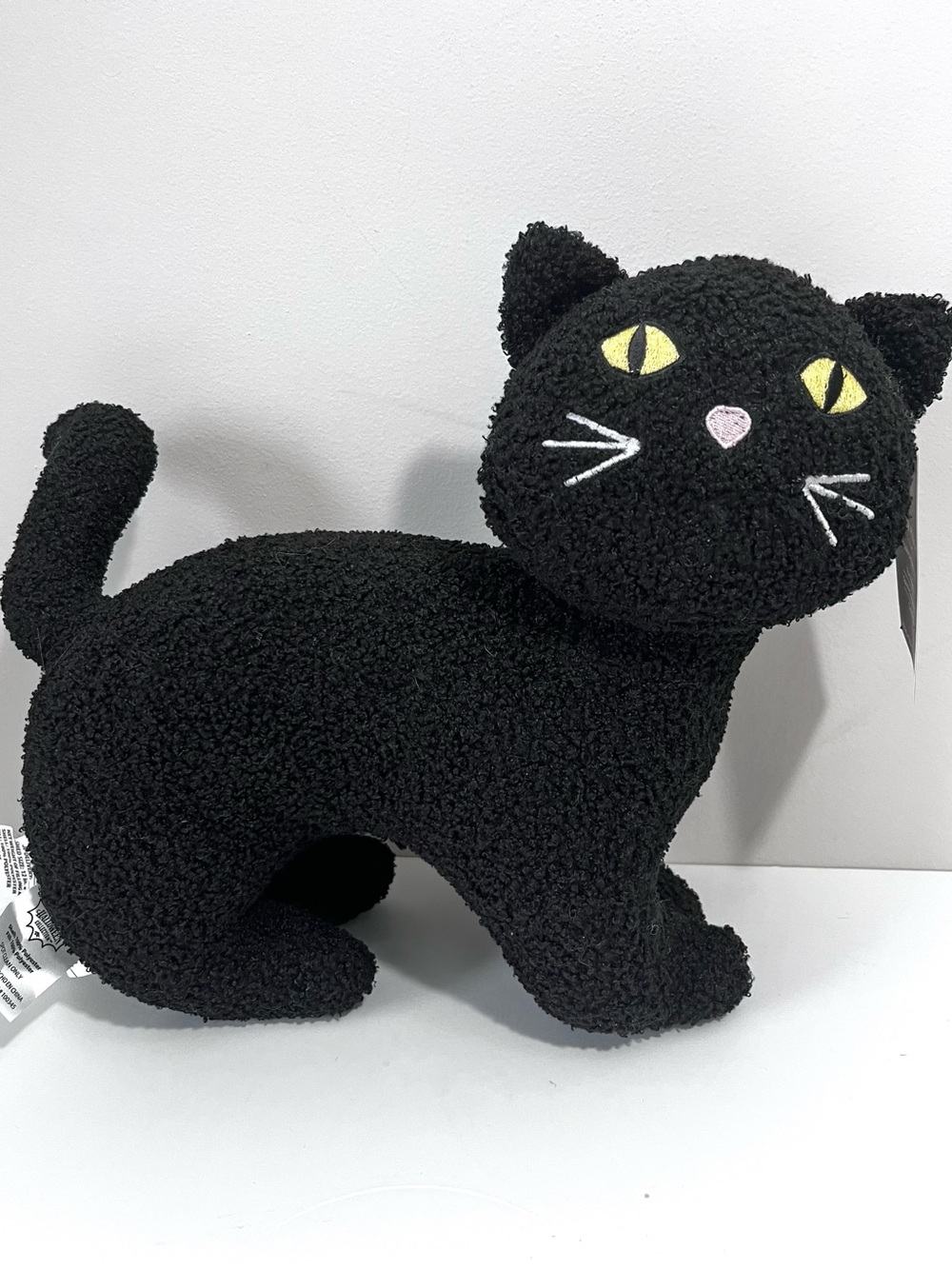 NWT Aldi Black Cat Boucle Throw Pillow Halloween Ltd Edition Embroidered Soft